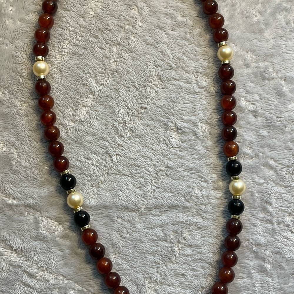 Classic Brown and Black Beaded Necklace